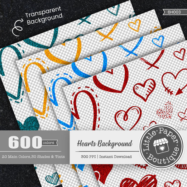 Hearts Background Rainbow Glitter 600 Seamless Digital Paper LPB6H003