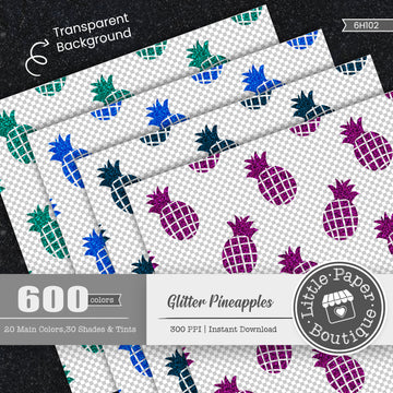 Rainbow Glitter Pineapples 600 Seamless Digital Paper LPB6H102
