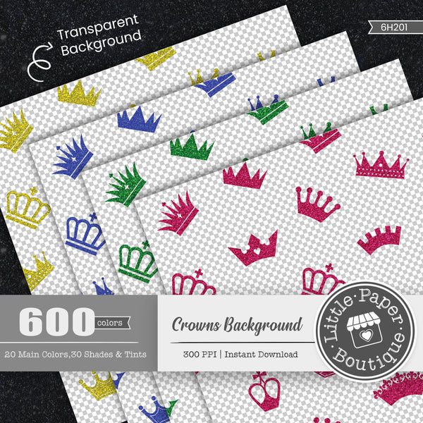 Rainbow Crowns Glitter 600 Seamless Digital Paper LPB6H201