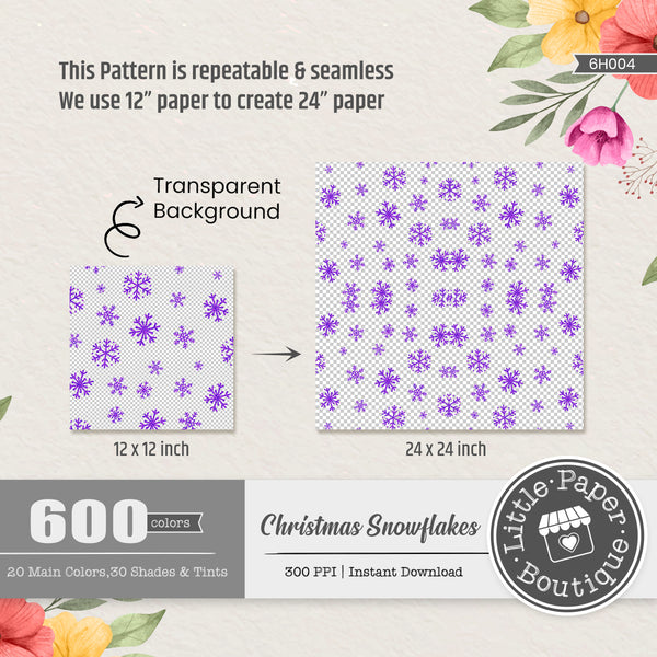 Christmas Snowflakes Rainbow Glitter 600 Seamless Digital Paper LPB6H004