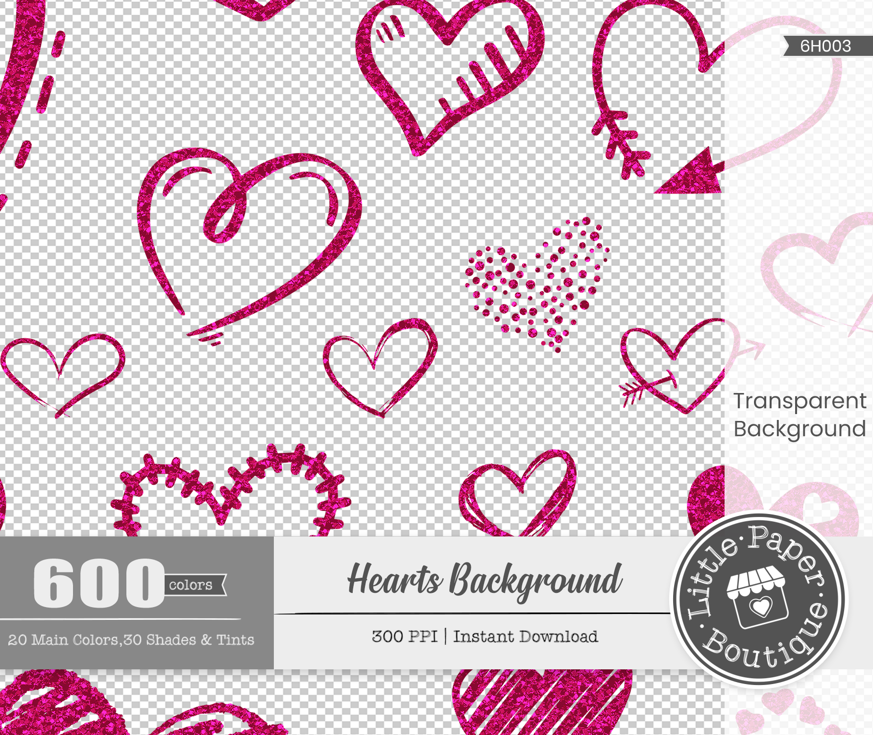 Pink Hearts - Digital Scrapbook Pages - INSTANT DOWNLOAD