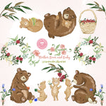 Mother Bear and Baby Digital Clipart CA301